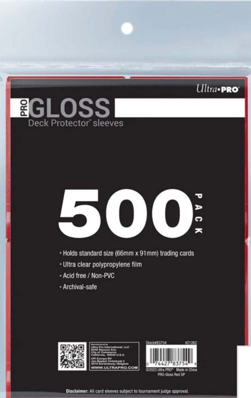 Ultra PRO Red PRO-Gloss Standard Size‎ Deck Protector Sleeves 500-Pack